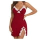 thumbnail image 1 of Lencería sexy de talla grande europea y americana con push-up, escote en V profundo, lazo, abertura lateral, tirantes finos, camisón, traje para el cabello, 1 of 6