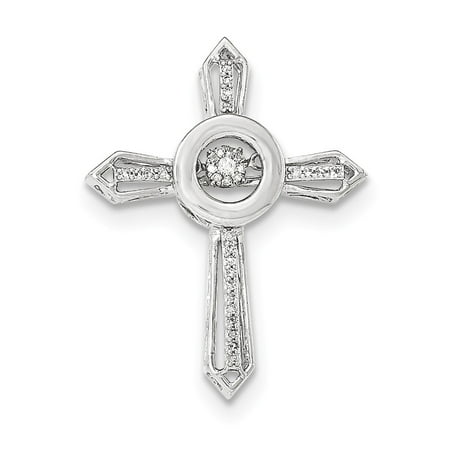 14K White Gold Moving Diamond Cross Slide Pendant