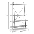 thumbnail image 4 of August 71.75 In. Leaning Etagere Light Brown Metal Frame Ladder Bookcase Five-shelf Media Tower, 4 of 6