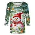 thumbnail image 5 of Womens Christmas Tops Sparkly Christmas Tree Shirt 3/4 Sleeve Blouses for Women Casual Crewneck Basic Tee Shirts Holiday Tops, 5 of 5