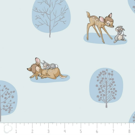 Disney Bambi Fabric Forest Scene in Light Blue from 100% Cotton by The Yard
