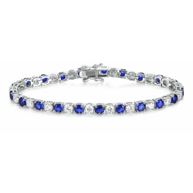 Pulseras De Plata 925 Con Zafiros Azules Diamantes Elegancia Xtellar azul