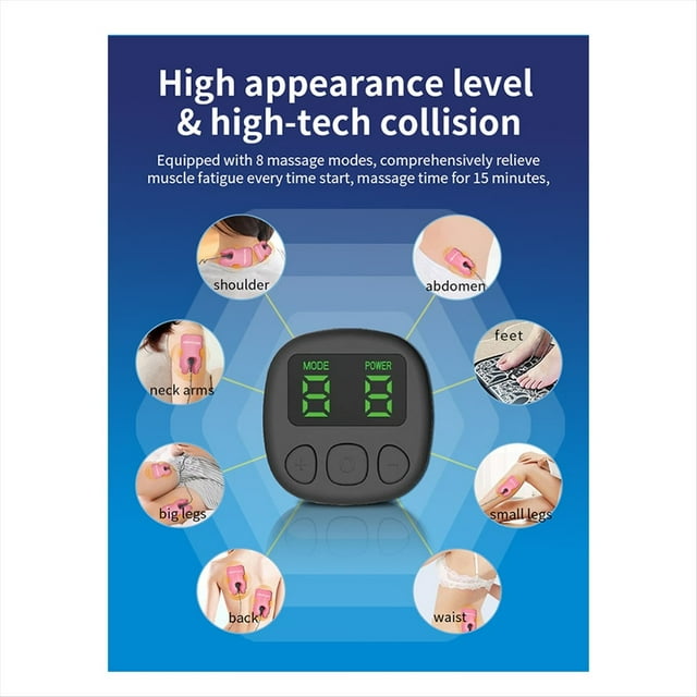 8 Modos TENS y EMS Pulso de Frecuencia Variable Terapia Digital Acupuntura Masaje Corporal Fisioterapia Máquina Masajeador