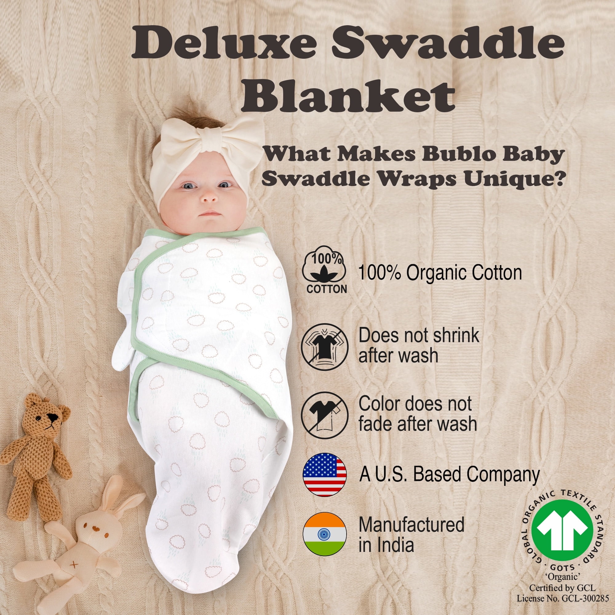 Bublo Baby Swaddles for Newborns 0–3 Months, Organic Cotton Baby Swaddle Blanket, Infant Swaddle Sack, Baby Swaddles 0–3 Months, Newborn Sleep Sacks, Baby Blanket Sleep Sack for Baby Boys & Girls