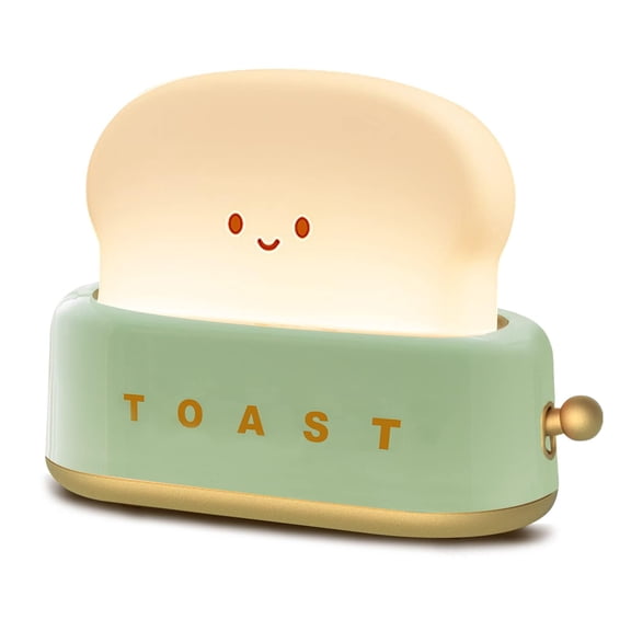 Cute Toast Toaster Night Light Rechargeable Mini Desk Lamp Flicker-Free Soft Glow 800mAh Battery Portable Aesthetic Room Decor Versatile Gift for Bedroom Office Café