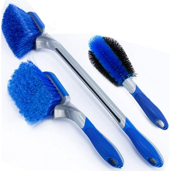 3pcs/Set Blue Long Brush for Rims and Tires Brush for Car Tire Brushes for Cleaning Wheels, Wash Brush with Long Handle Supplies Special Tools for Auto Wash Brush Motorcycle Accessory Cleaning