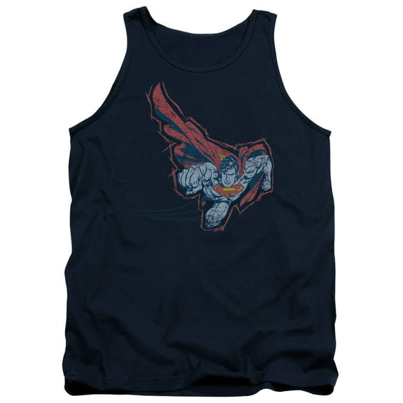 Superman Scribble & Soar Adult Tank Top Navy