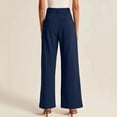thumbnail image 4 of Women High Waist Palazzo Pants Fall 2025 Wide Leg Dressy Pants with Pockets Casual Business Work Office Trousers Slacks Z001-Dark Blue L, 4 of 6