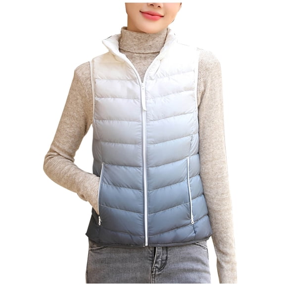 Cavosen Women Vest Top Plus Size Sleeveless Quilted Vest with Pocket Zipper Loose Jacket Windproof Warm Casual Outerwear