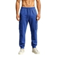 thumbnail image 2 of Men's Fleece Multi Pocket Sweatpants Loose Fit Cuffed Ankle Casual Joggers with Drawstring Elastic Waist Solid Color Lounge Trousers for Winter, 2 of 7
