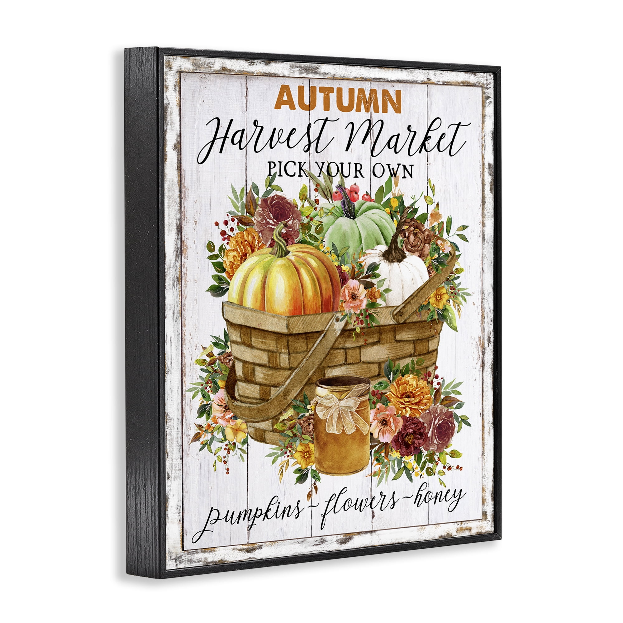 Stupell Industries Autumn Floral Market Holiday Painting Black Framed Art Prints Wall Art, 16 x 20