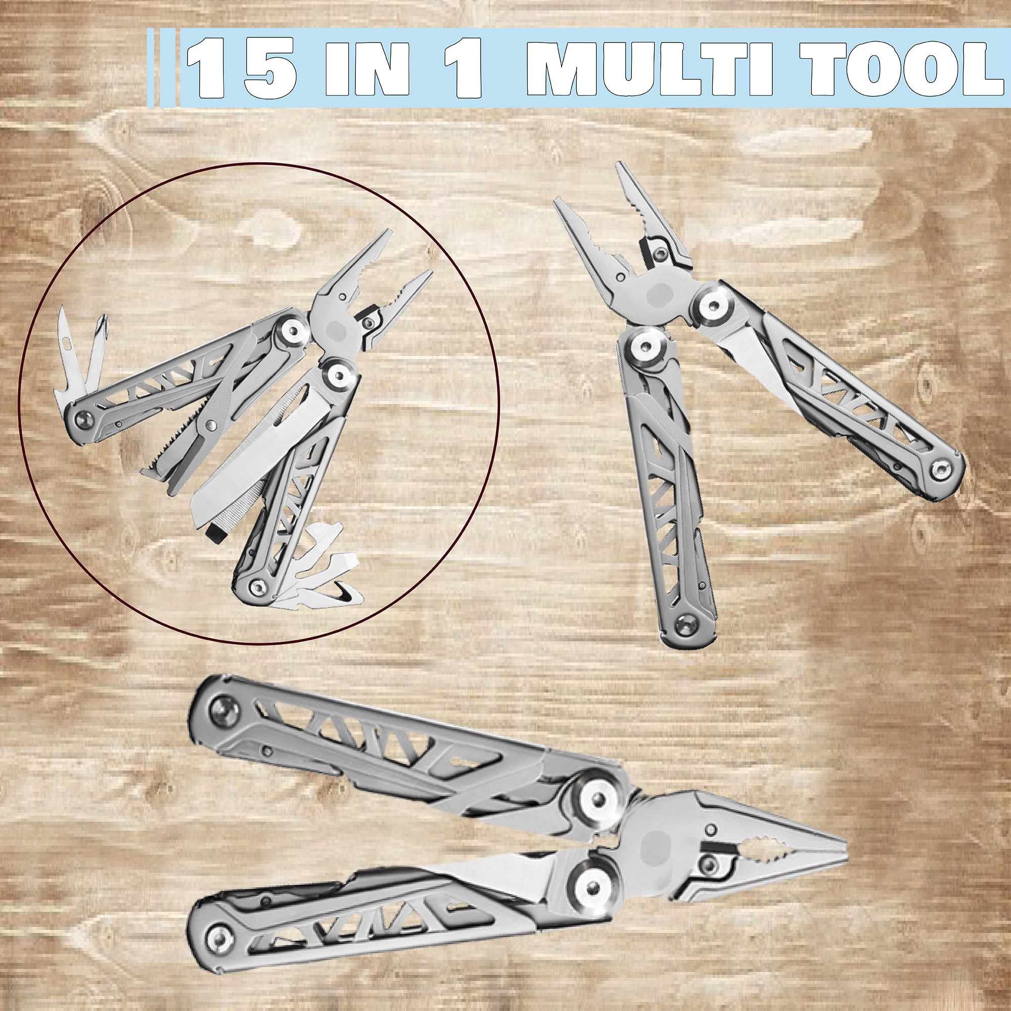 Ascent Handyman DIY Gift Tool Pliers 15 in 1 Multitool Gift Boxed, Handy Pocket Knife Screwdriver Bottle Opener Saw For Camping Fishing Hiking Hunting - Gift Idea for Father, Men, Boyfriend, Women