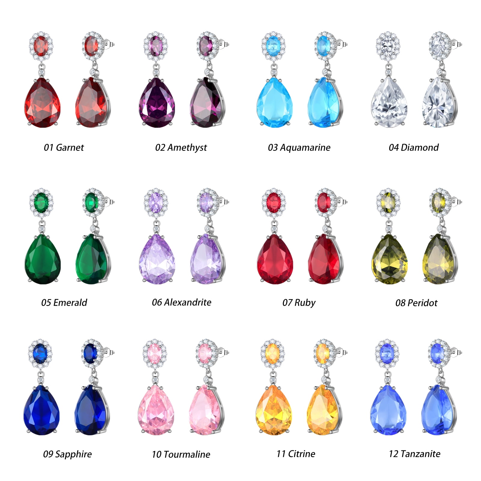 Juwaliy 10Ct Pink Women Dangle Earrings Teardrop October Birthstone Tourmaline Earring Jewelry 925 Sterling Silver Mom Birthday Christmas Valentine's Day Gift