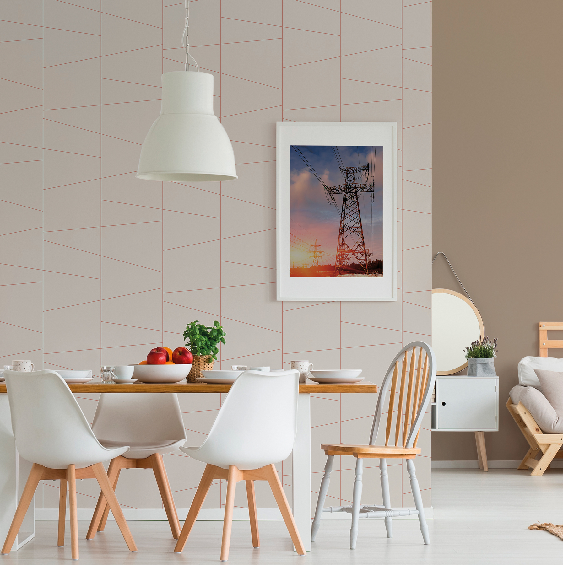Brewster Fairmont Eggshell Deco Fracture Wallpaper
