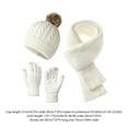 thumbnail image 3 of Winter Hat Beanie Long Scarf Gloves Set, 3Pcs Soft Solid Color Knitted Gloves Cap Scarf Set for Women Men (White), 3 of 6