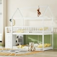 thumbnail image 2 of Euroco Twin over Twin Bunk Bed with Storage Shelf and Drawers, White, 2 of 9