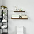 thumbnail image 6 of WELLAND Colin Rustic Wooden Floating Shelf Wall Mounted Shelves Display, 24"W x 10"D x 2.75"H, Walnut, 6 of 7