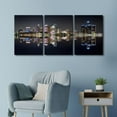 thumbnail image 4 of Cityscape Wall Art Cleveland City Skyline Pictures 3 Piece Canvas Paintings Contemporary Artwork City Night View Panorama Posters and Prints Stretched Framed Ready to Hang, 48" Wx24 H, 4 of 5