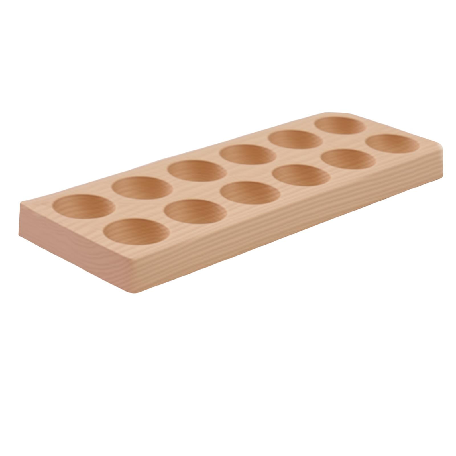 Wooden Egg Holder Egg Tray Organizer Double Row 12 Slots for Fresh Eggs Refrigerator Countertop Kitchen Storage