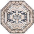 thumbnail image 1 of Unique Loom Oxford Medallion Border Rug 7' x 7' Octagon Ivory/Blue, 1 of 1