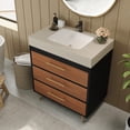 thumbnail image 5 of 30" Sintered Stone Top Bathroom Vanity with Storage, Bathroom Vanity with Ceramic Sink, Freestanding Storage Cabinet with Soft Close Drawers for Bathroom,Stone Gray,Walnut,White, 5 of 9