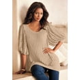 thumbnail image 4 of Roaman's Women's Plus Size Lace Sleeve Sweater, 4 of 4
