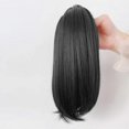 thumbnail image 1 of Extensión de cabello de cola de caballo corta, lisa, color negro natural, con clip en la mandíbula, resistente al calor, para mujer., 1 of 5