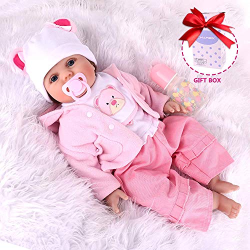 Lifelike Toddler Girl CHAREX Reborn Baby Dolls 22 Inches Soft Silicone Weighted Body