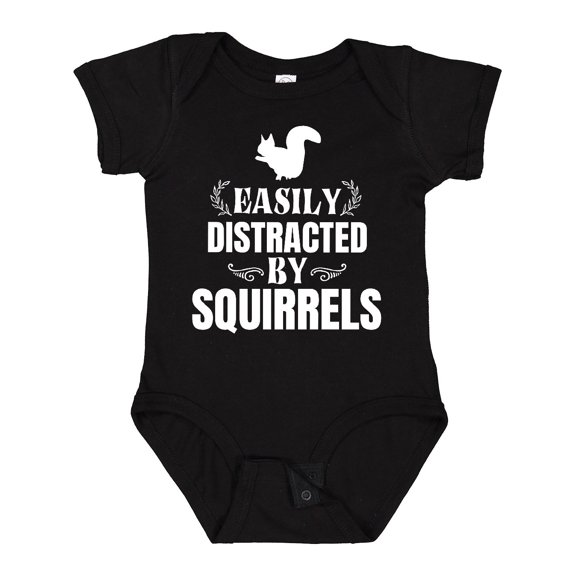 Inktastic Easily Distracted by Squirrels Boys or Girls Baby Bodysuit