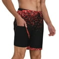 thumbnail image 2 of Yiaed Red Glitter1 Print Mens Swim Trunks Bathing Suit Compression Liner Beach Swim Shorts Swimwear Quick Dry Zipper Pocket No-Chafing Board Short-Large, 2 of 6