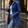 thumbnail image 6 of BRGZLK Rain Coats for Women Trendy Zip Up Solid Color Long Sleeve Hooded Lightweight Long Waterproof Jackets Elastic Waist Casual Outdoor Hiking Raincoats Blue L, 6 of 8