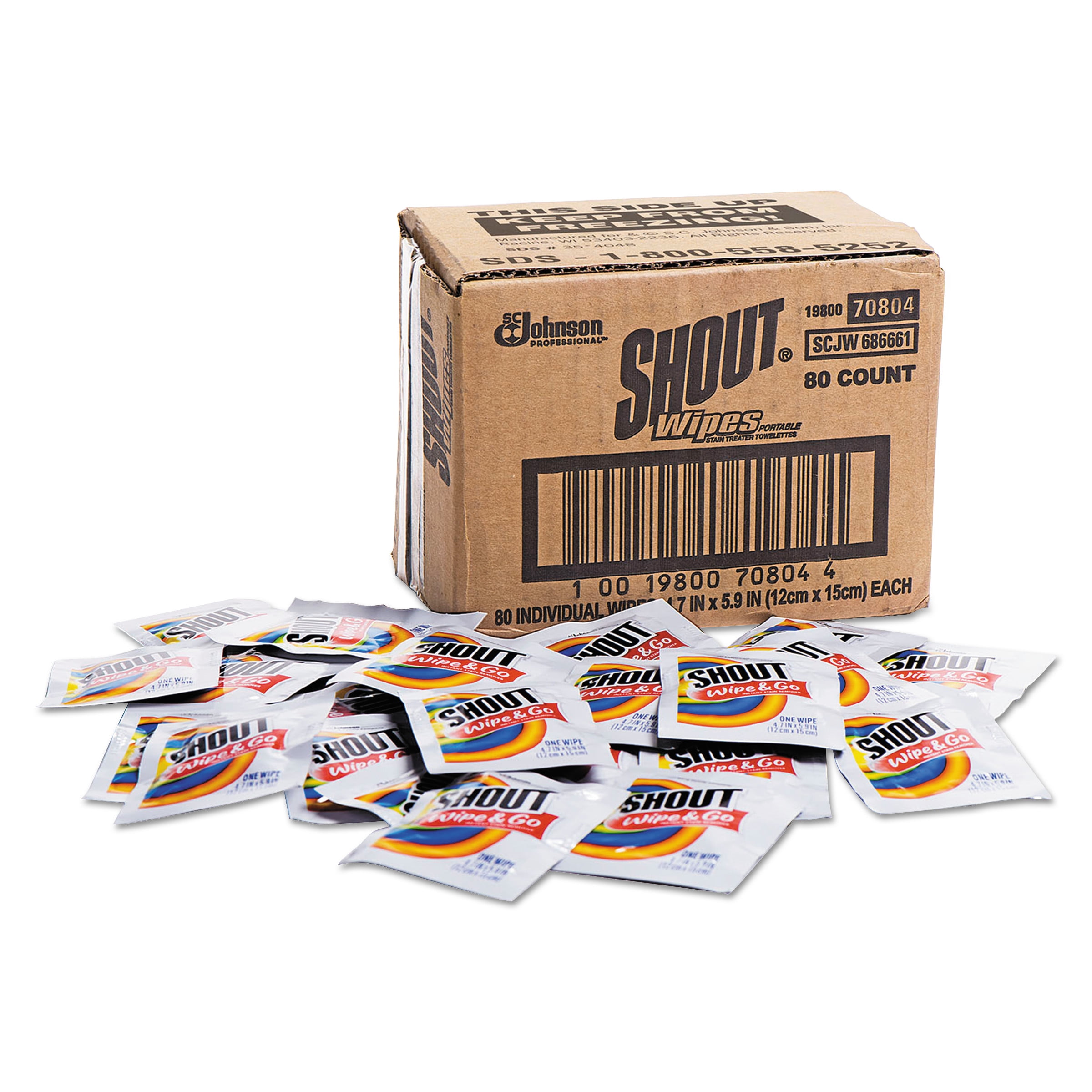 Wipe & Go Instant Stain Remover, 4.7 x 5.9, 80 Packets/Carton