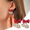 thumbnail image 2 of SUSHANG Bow Earrings Autumn and Winter Red Velvet Bowknot Earrings Bell Earrings Vintage Hair Earrings Earclips Gift, 2 of 9