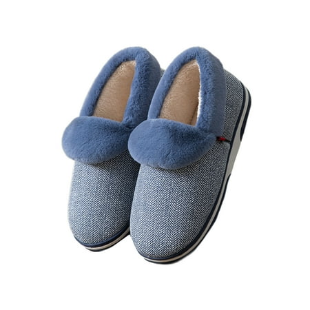 

Eloshman Mens Anti-Slip Closed Toe Warm Shoes Winter Warm Comfort Slip On Plush Slipper Casual Home Shoe Style Q 11-11.5