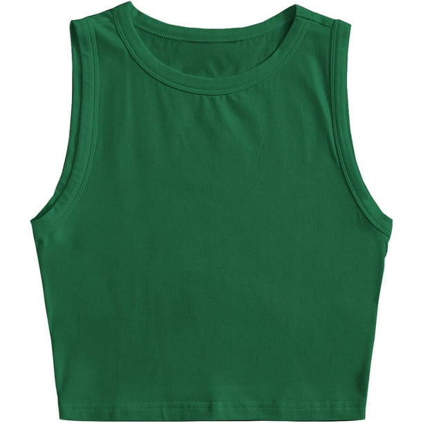 playera basica sin mangas con cuello redondo y espalda cruzada para mujer Verde bosque XS Verde bosque XS Xishao ropa Walmart en linea