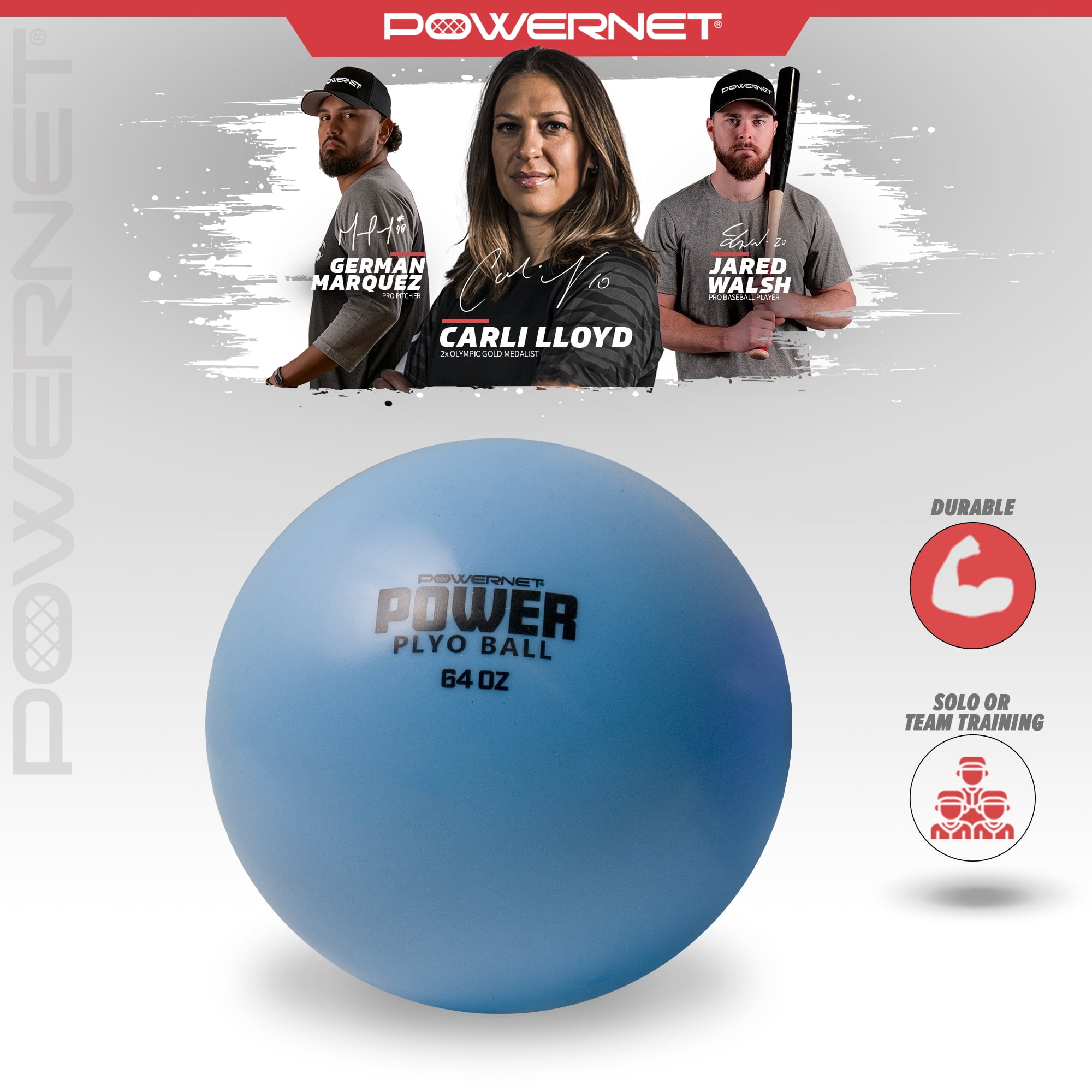 PowerNet Power Plyometrics Weighted Training Ball, Weighted Plyo Balls Baseball, Softball Baseball Training Equipment, Weighted Baseballs for Velocity (64 oz)