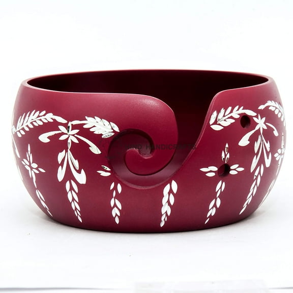 Hind Handicrafts Premium Solid Handmade Crafted Metallic Finish Aluminium Portable Yarn Storage Bowl - Holder for Knitting Crochet Hook Accessories (Matte Pink, 6" x 6" x 3")