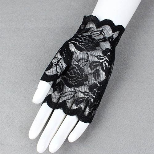 8cm wide Girls Lace Fingerless Gloves White One Size Small