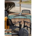 thumbnail image 5 of Outdoor Tablecloth with Umbrella Hole for Patio/Picnic/Party/Camping, Texas Star Vintage Waterproof Table Cloth Square Cover Washable, Berry Turquoise Green Brown Wooden (54"x 54"), 5 of 8