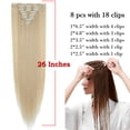 thumbnail image 4 of SEGO Clip in Hair Extensions Straight Full Head Real Hair 8 Hair Pieces 18 Clips For Women Hollywood Hair Accessory Blonde/Golden/Red/Purple/Pink/Blue/Black, 4 of 8