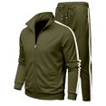 thumbnail image 2 of sususu Mens Suits Regular Fit 2 Piece,Men's Casual Tracksuit Set Fashion Hooded Zip Up Sweatshirt With Matching Jogger Pants for Daily Wear Athletic Training Comfort Fit Activewear - Army Green, 2 of 4