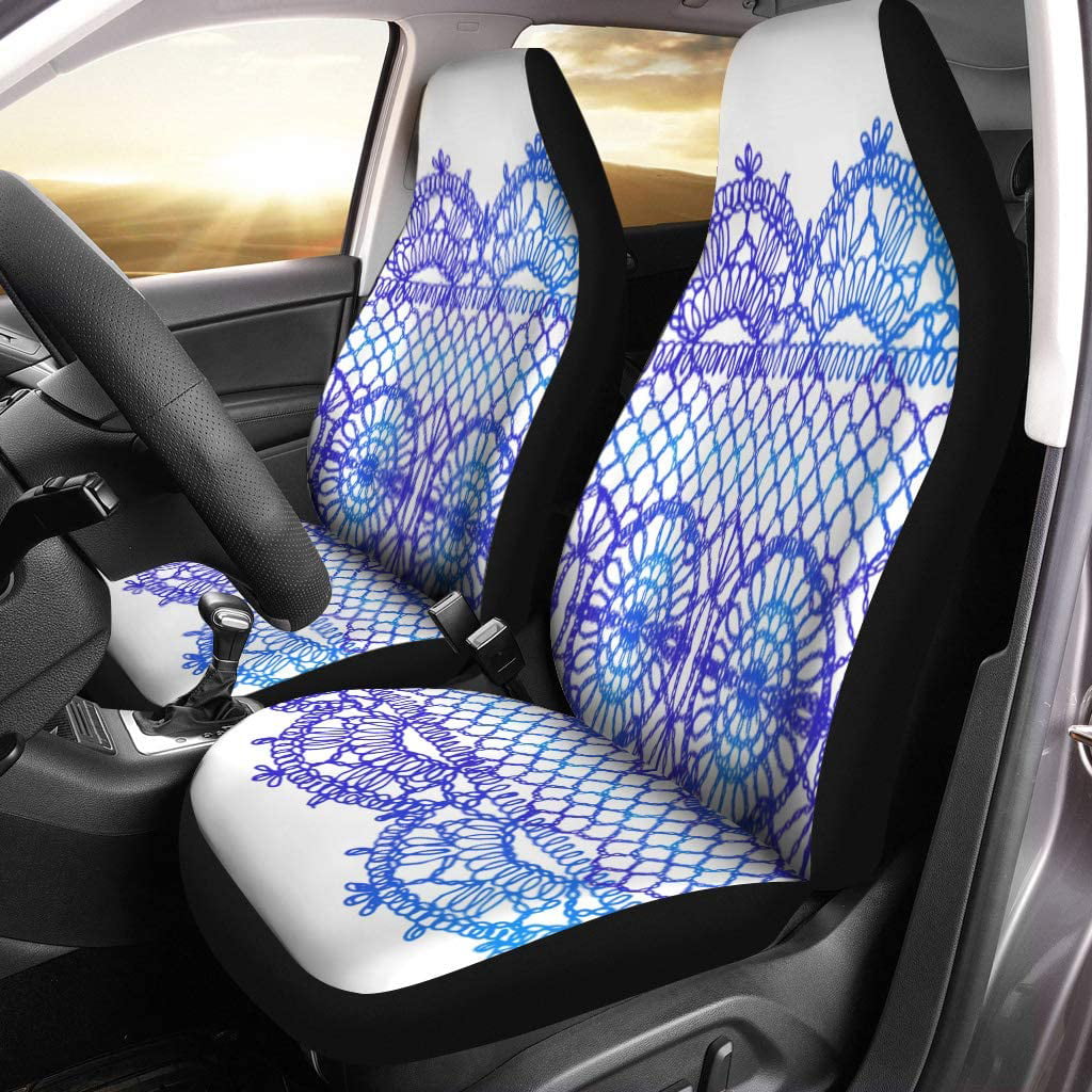 Blue Hello Kitty Front Seat Covers,Durable Washable Vehicle Seat Protector Car Mat Covers SUV Van Sedan Fit Most Cars 