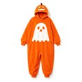 thumbnail image 4 of Halloween Pajamas Ghost Themed Hooded Onesie Plush Pjs for Women (Orange XL), 4 of 4