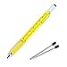 thumbnail image 3 of Multifunction Tool Pen, 6 in 1 Tool with Ballpoint Pen, Touch Screen Stylus, Ruler, Spirit Level, Flat-head and Phillips Screwdriver, All-in-One Tech-Tool Pen with Ink Refills (Yellow + 2×Refills), 3 of 4