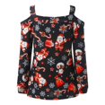thumbnail image 3 of TAIAOJING Women's Long Sleeve Tops Woman Fashion Loose Off Shoulder Christmas Print T Shirt Top Casual Blouses T Shirts, 3 of 4