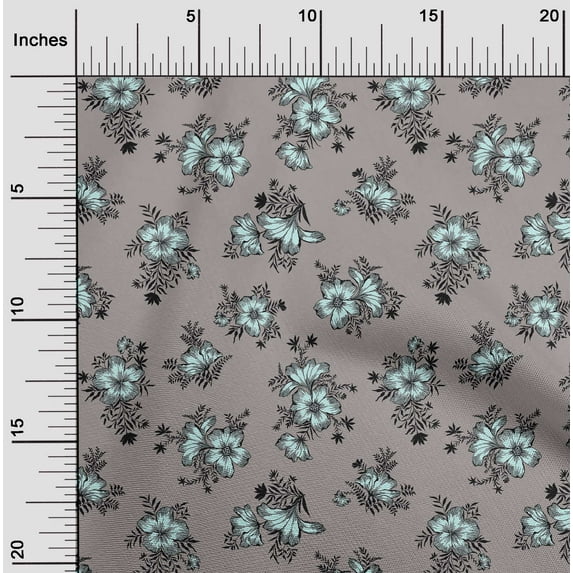 oneOone Viscose Jersey Dusty Gray Fabric Leaves & Floral Artistic Diy Clothing Quilting Fabric Print Fabric By Yard 60 Inch Wide