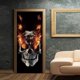 thumbnail image 1 of 3D Halloween Fire Skull Door Stickers, 30 x 80 inch Realistic Horrible Fire Skull Door Sticker Wallpaper for Halloween Decoration, Party Decors, Home, 1 of 5
