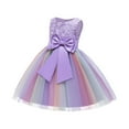 thumbnail image 6 of NiSHUIHAN Cute Dress Toddler Girls Color Net Yarn Bowknot Birthday Party Flowers Gown Kids Dresses Purple 3-4 Years, 6 of 9