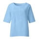 thumbnail image 4 of Blusas para mujer,Blusa plisada de manga 3/4 para mujer, cuello redondo, efecto lino, corte holgado, poliéster, ropa informal, sopatenor, 4 of 8