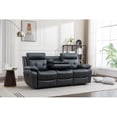 thumbnail image 2 of Bailu Genuine Leather Non-Power Reclining Sofa with Drop Down Table,Stainless Steel Cupholders and Magazine bag- Blue, 2 of 7